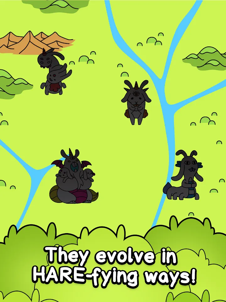 Rabbit Evolution ekrano vaizdas su žaidimo veikėjais